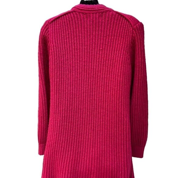 VTG 90s Red Ribbed Knit Cardigan Sweater High Neck One Button Women’s M - Picture 6 of 8